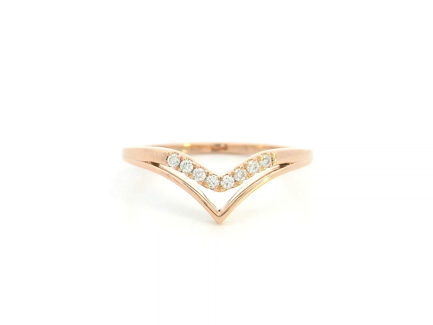 Diamond Chevron Wedding Band in 18K Rose Gold | Contour Stacking Ring