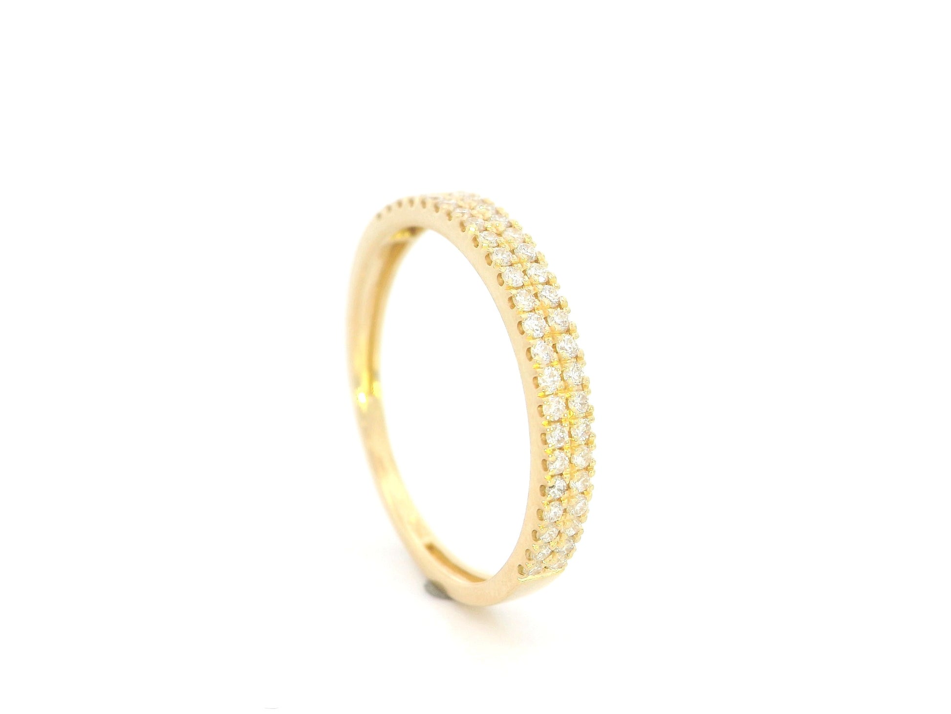 18K Yellow Gold Double Row Diamond Wedding Band with 0.27 Carat Natural Diamonds