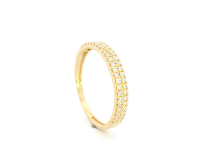 18K Yellow Gold Double Row Diamond Wedding Band with 0.27 Carat Natural Diamonds
