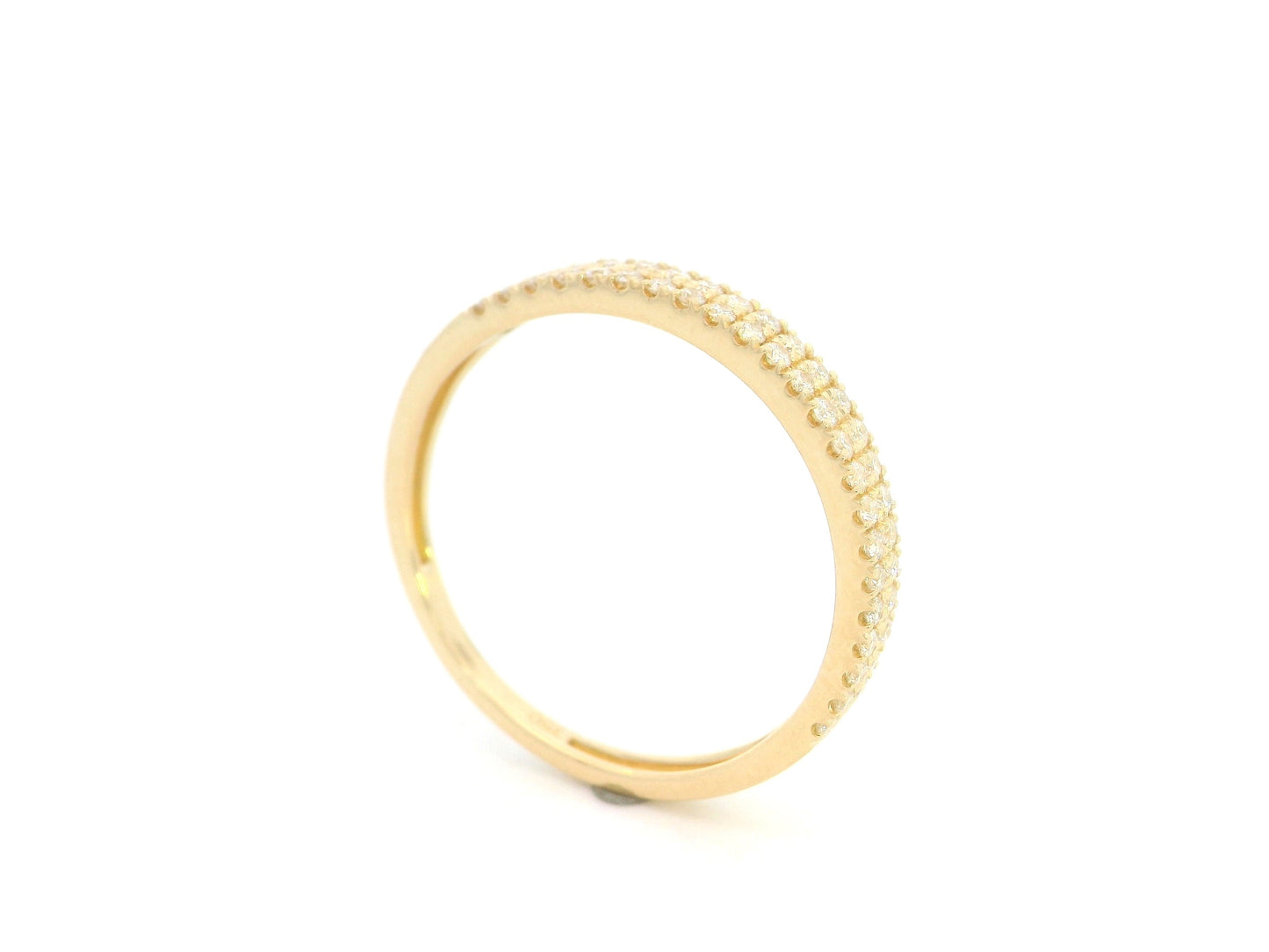 18K Yellow Gold Double Row Diamond Wedding Band with 0.27 Carat Natural Diamonds