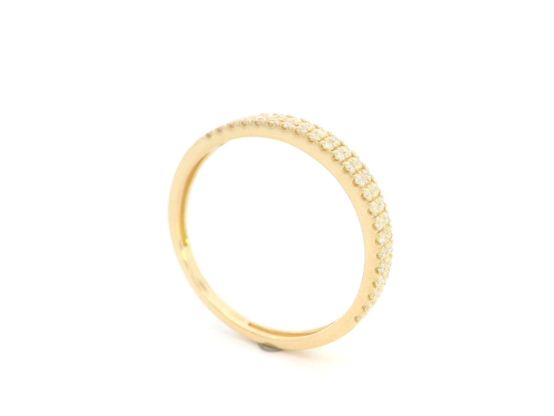 18K Yellow Gold Double Row Diamond Wedding Band with 0.27 Carat Natural Diamonds