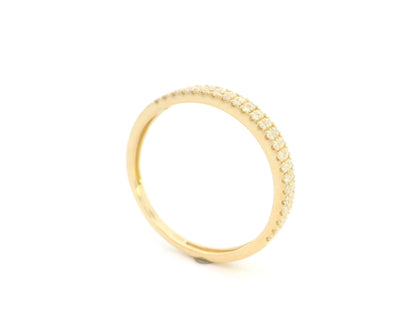 18K Yellow Gold Double Row Diamond Wedding Band with 0.27 Carat Natural Diamonds