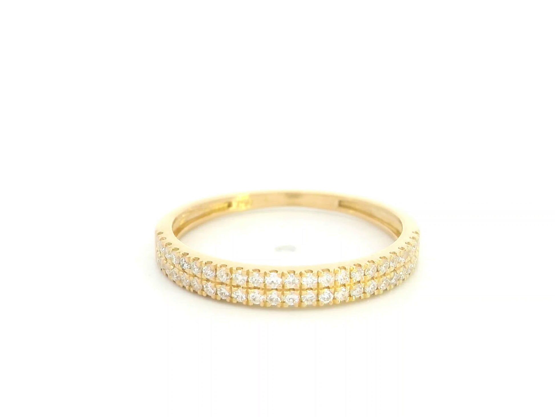 18K Yellow Gold Double Row Diamond Wedding Band with 0.27 Carat Natural Diamonds