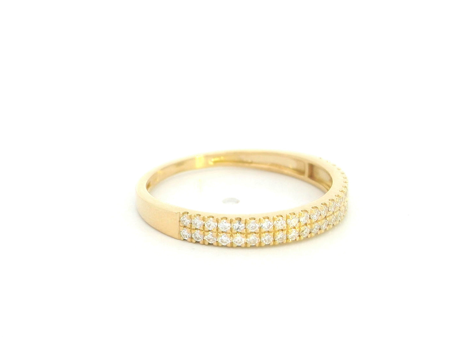 18K Yellow Gold Double Row Diamond Wedding Band with 0.27 Carat Natural Diamonds