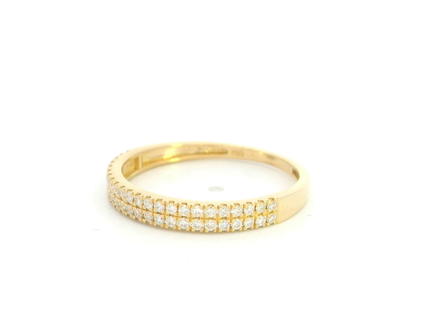18K Yellow Gold Double Row Diamond Wedding Band with 0.27 Carat Natural Diamonds