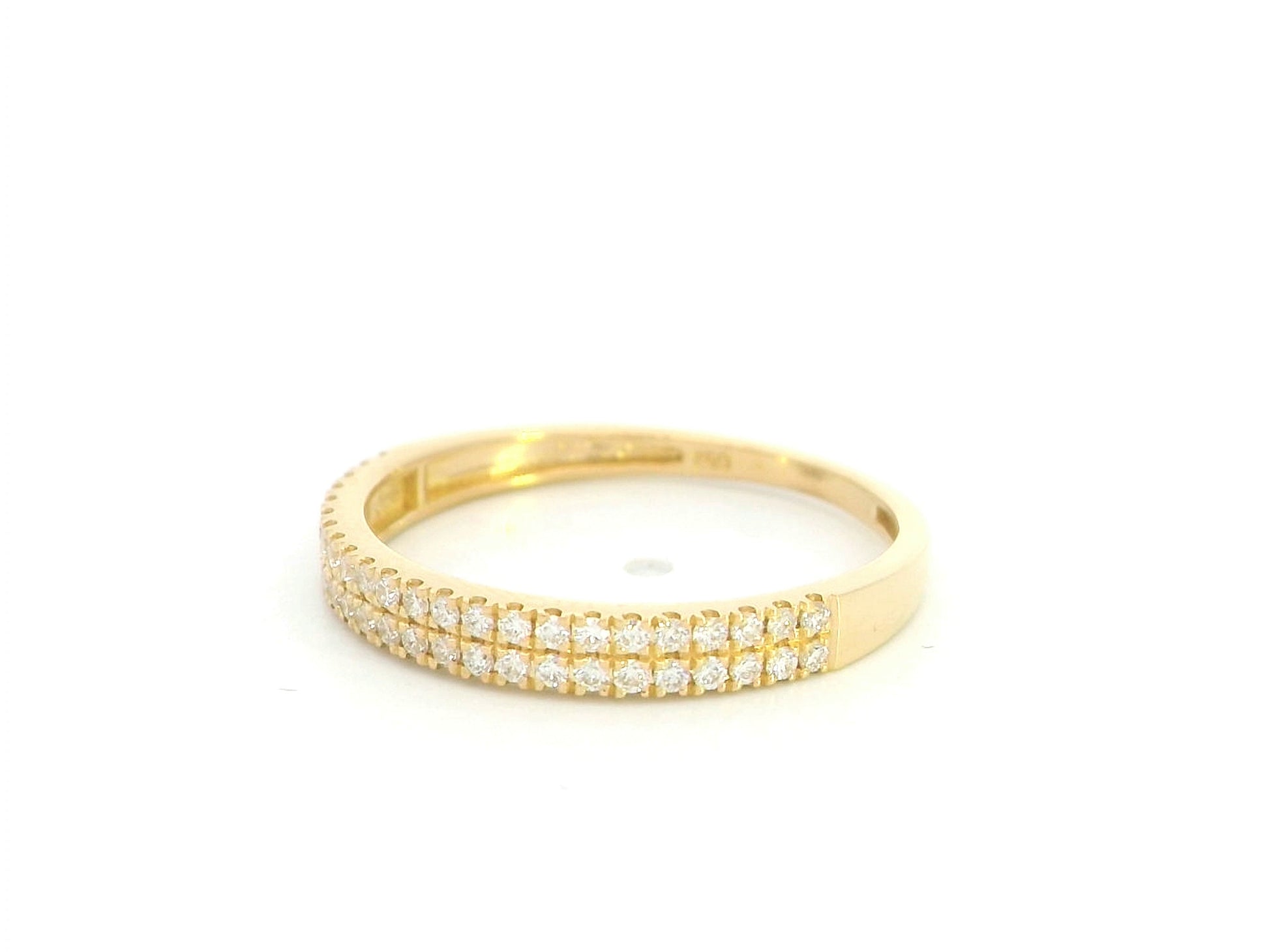 18K Yellow Gold Double Row Diamond Wedding Band with 0.27 Carat Natural Diamonds