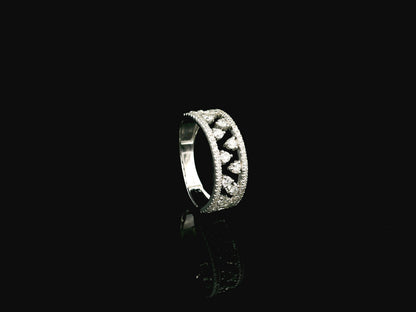 18K white gold natural diamond openwork ring featuring 0.68 carat round brilliant diamonds in a layered floating design with pavé diamond accents.