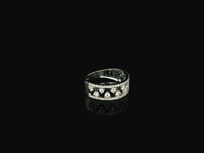 18K white gold natural diamond openwork ring featuring 0.68 carat round brilliant diamonds in a layered floating design with pavé diamond accents.