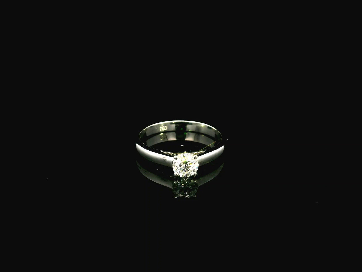 Round Diamond Solitaire Ring in 18K White Gold | 0.50 Carat GIA Certified Diamond