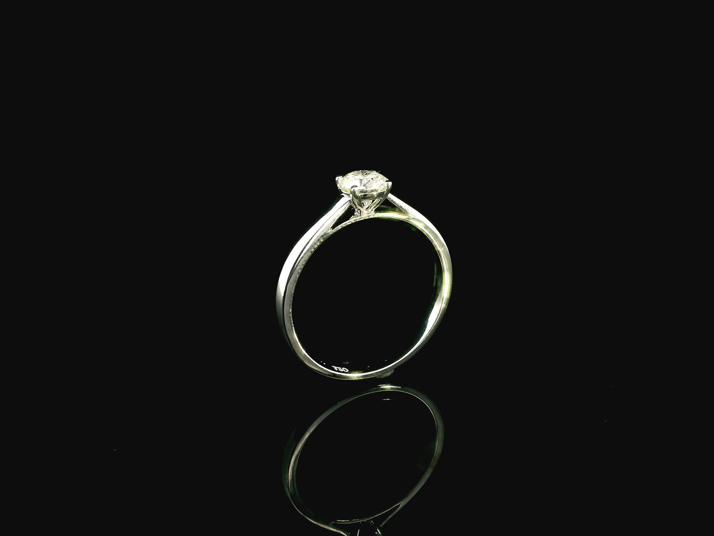 Round Diamond Solitaire Ring in 18K White Gold | 0.50 Carat GIA Certified Diamond
