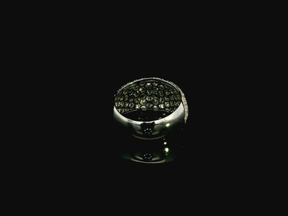 18K white gold wide dome ring featuring 3.21 carats of natural pavé-set diamonds with polished white gold shoulders.