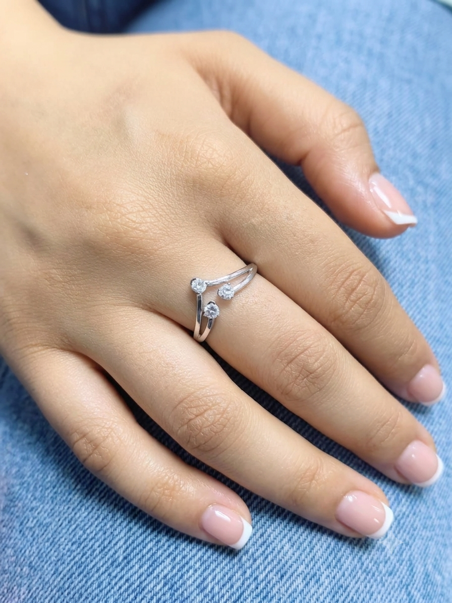 Diamond Ring | Three Stone Diamond Ring | 18K White Gold Fashion Ring