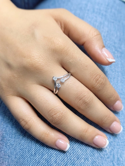 Diamond Ring | Three Stone Diamond Ring | 18K White Gold Fashion Ring