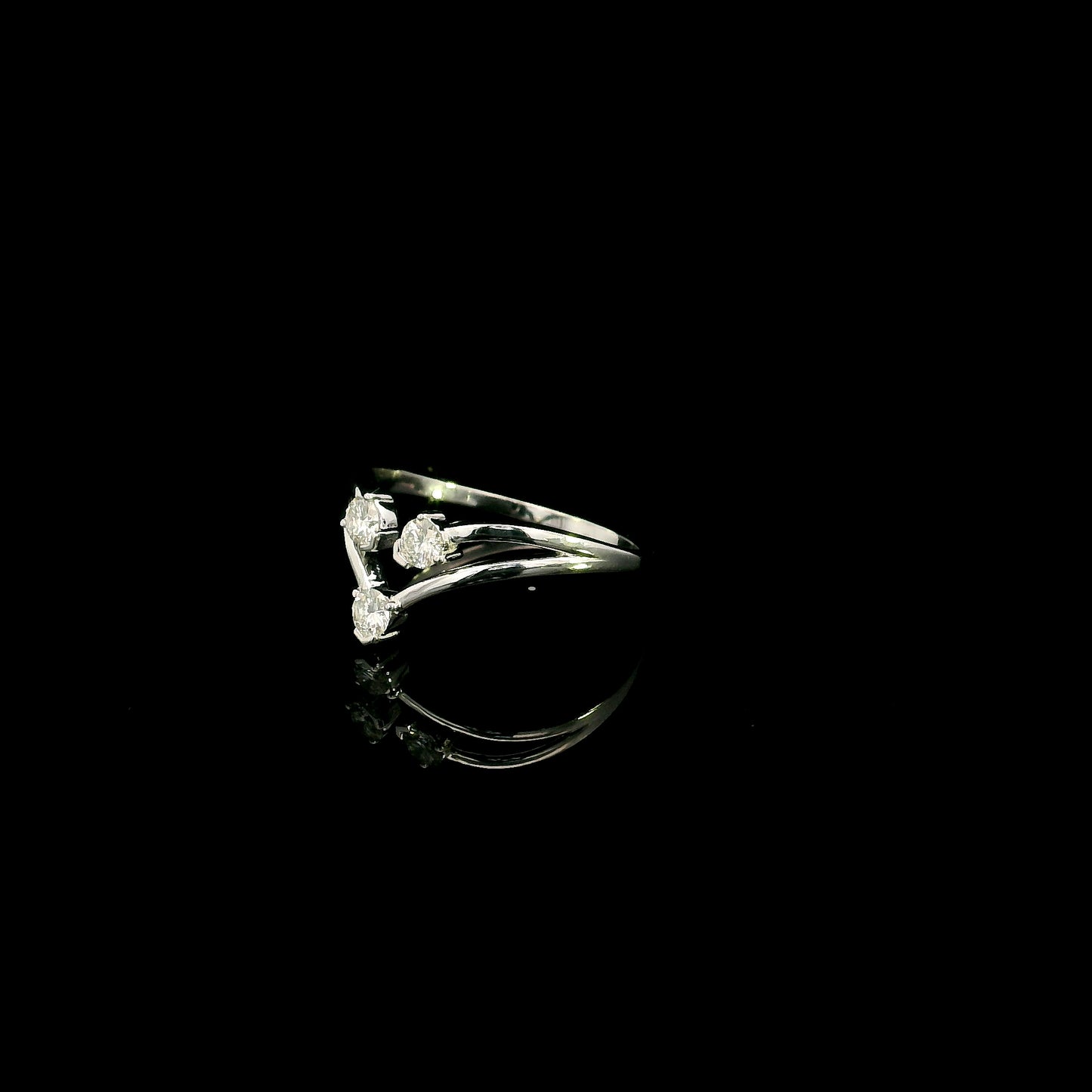 Diamond Ring | Three Stone Diamond Ring | 18K White Gold Fashion Ring