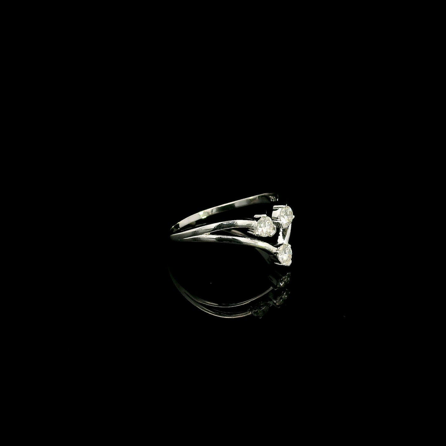 Diamond Ring | Three Stone Diamond Ring | 18K White Gold Fashion Ring