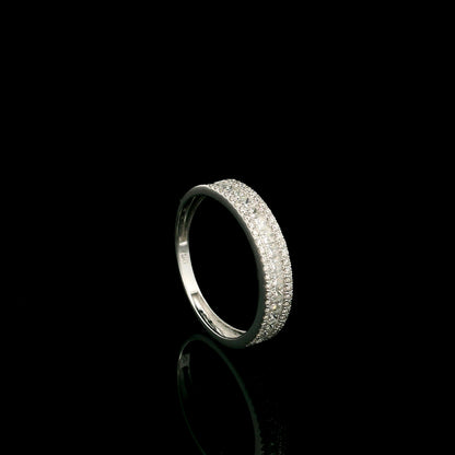 18K white gold princess cut and round diamond wedding band with 0.56 carat natural diamonds
