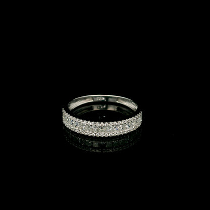 18K white gold princess cut and round diamond wedding band with 0.56 carat natural diamonds