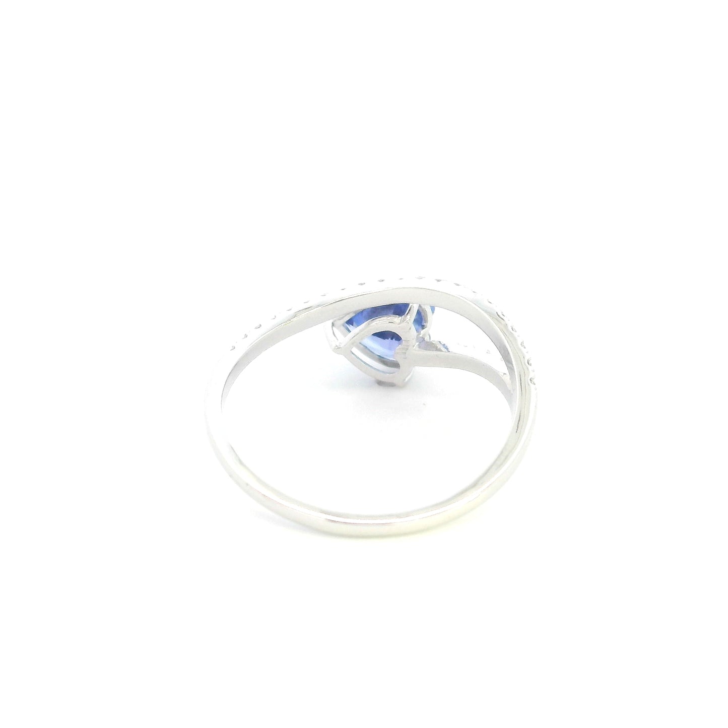 Heart Tanzanite Open Diamond Ring in 18K White Gold
