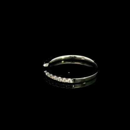 18K white gold open diamond contour ring with curved diamond-set ends, suitable as a stacking ring or wedding band
