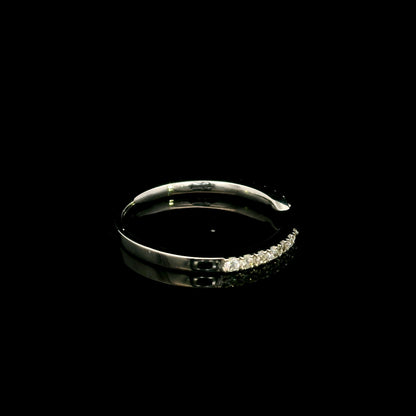 18K white gold open diamond contour ring with curved diamond-set ends, suitable as a stacking ring or wedding band