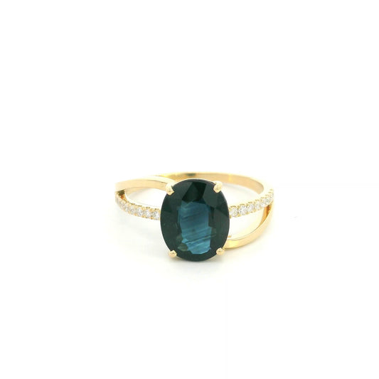 Blue Sapphire Engagement Ring in 18K Yellow Gold