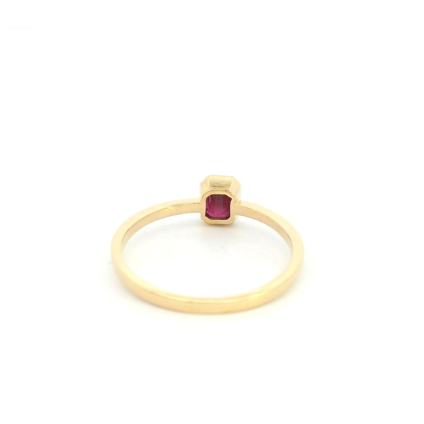 Bezel Ruby Ring in 18K Yellow Gold | Minimalist Ruby Solitaire Ring