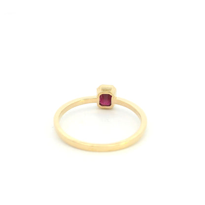 Bezel Ruby Ring in 18K Yellow Gold | Minimalist Ruby Solitaire Ring