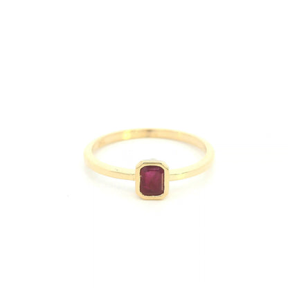 Bezel Ruby Ring in 18K Yellow Gold | Minimalist Ruby Solitaire Ring