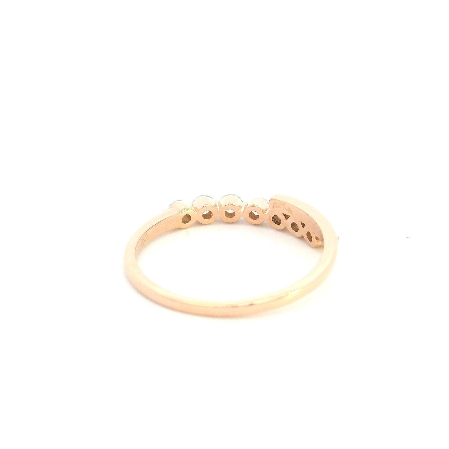 18K rose gold diamond bypass ring with 0.42 carat round diamonds and polished gold crossover design