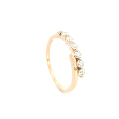 18K rose gold diamond bypass ring with 0.42 carat round diamonds and polished gold crossover design