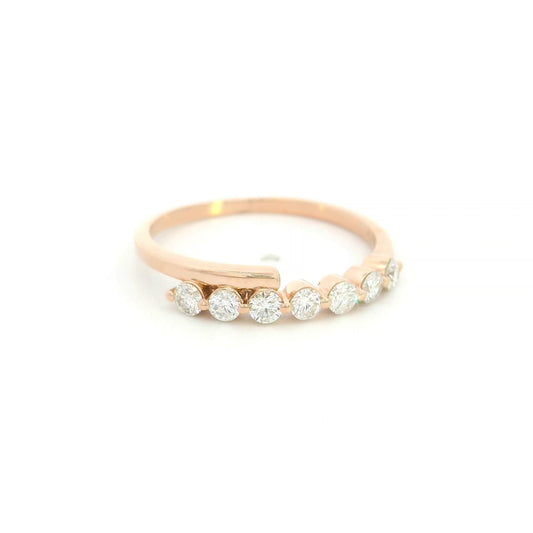 18K rose gold diamond bypass ring with 0.42 carat round diamonds and polished gold crossover design