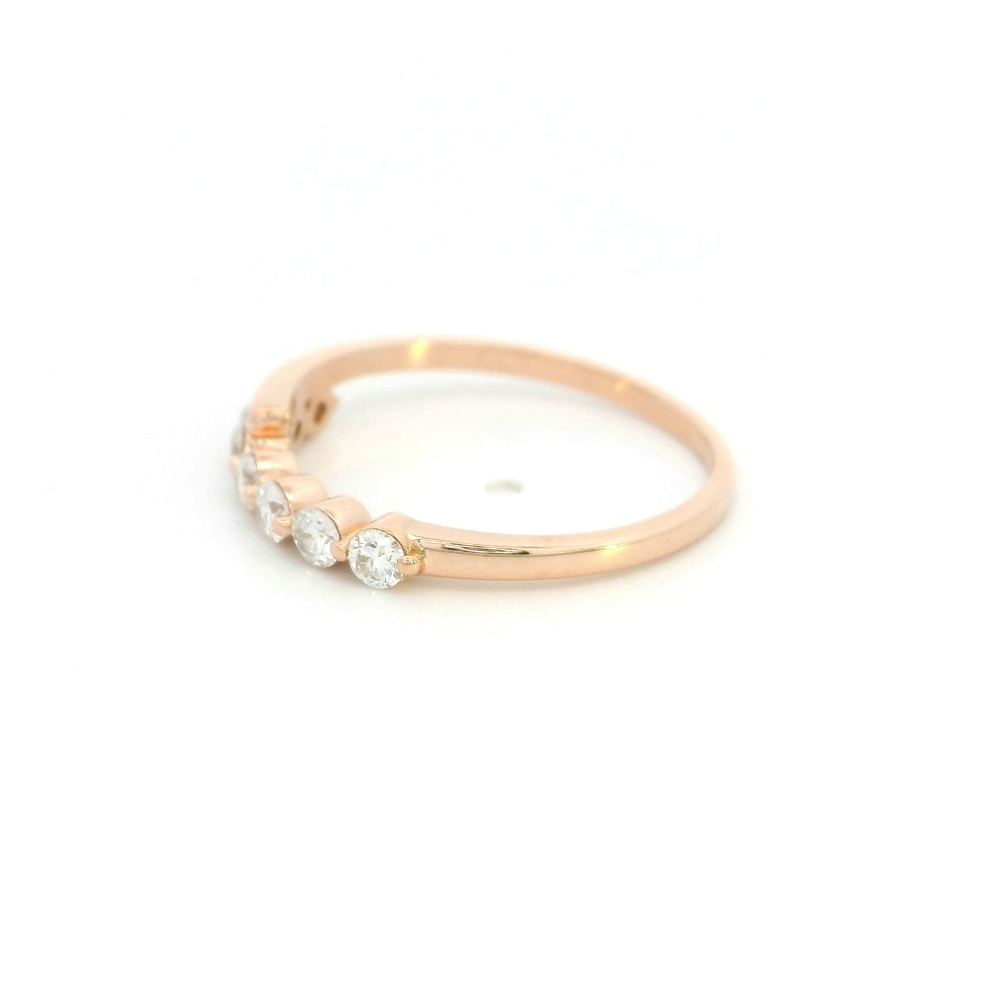18K rose gold diamond bypass ring with 0.42 carat round diamonds and polished gold crossover design