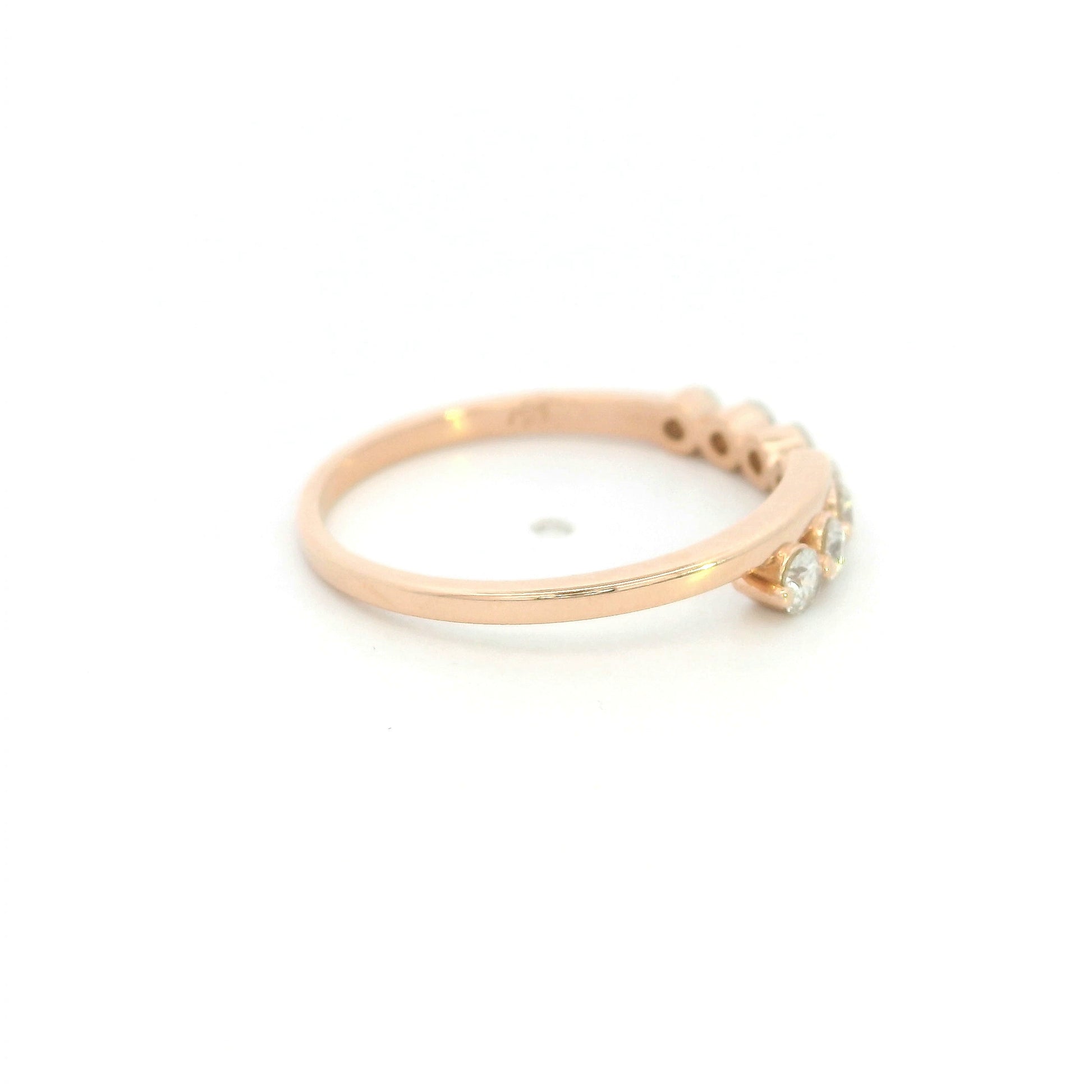 18K rose gold diamond bypass ring with 0.42 carat round diamonds and polished gold crossover design