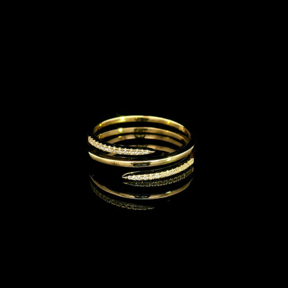 Diamond wrap ring with sculpted curved design in 18K yellow gold