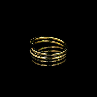 Diamond wrap ring with sculpted curved design in 18K yellow gold