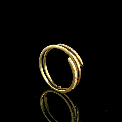 Diamond wrap ring with sculpted curved design in 18K yellow gold