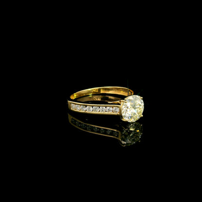 1.50 carat round diamond bridal set with matching diamond wedding band in 18K yellow gold