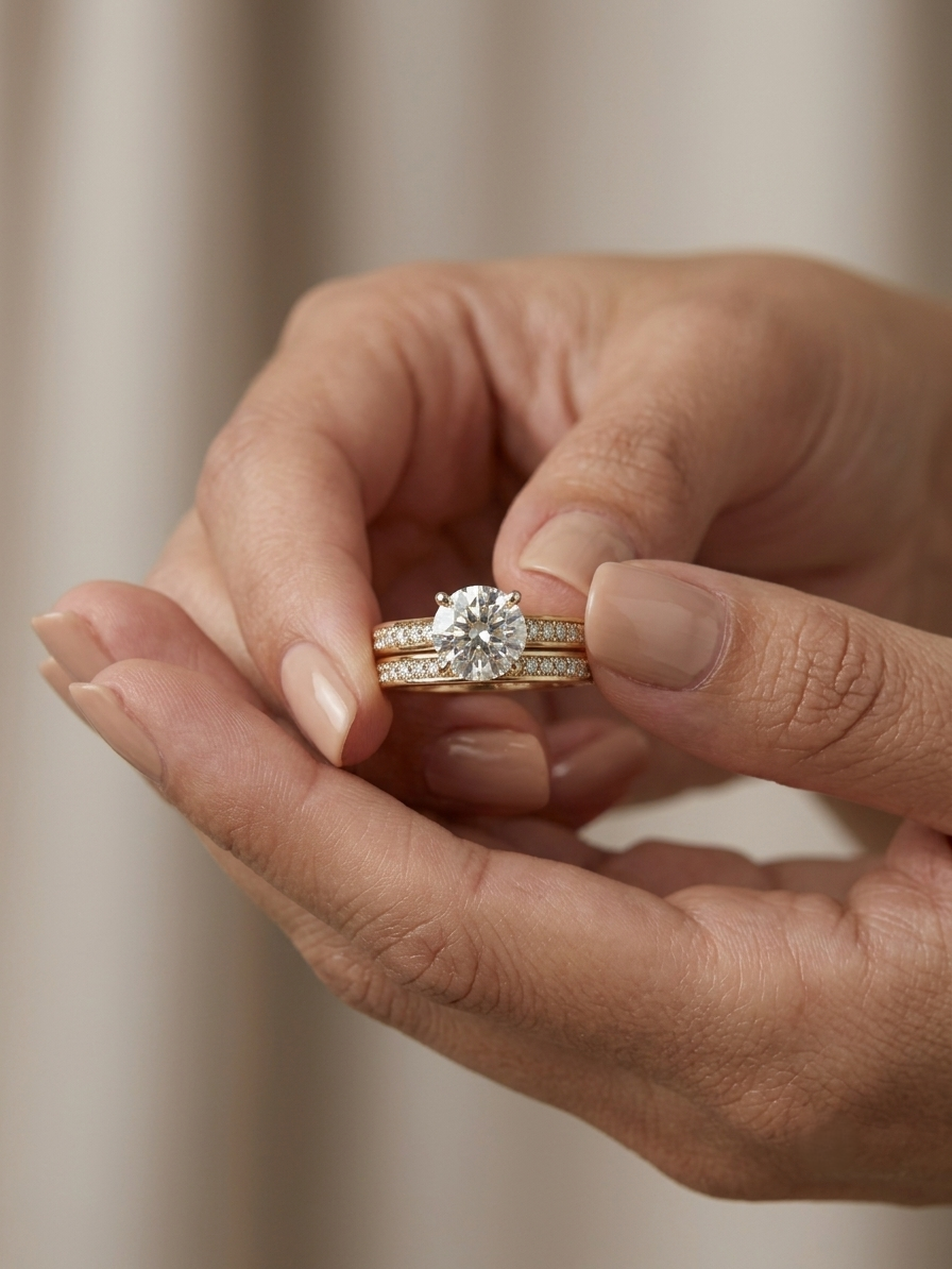 1.50 Carat Diamond Bridal Set with Wedding Band in 18K Yellow Gold