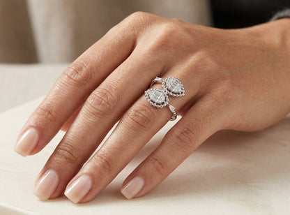 Diamond Open Bypass Ring in 18K White Gold