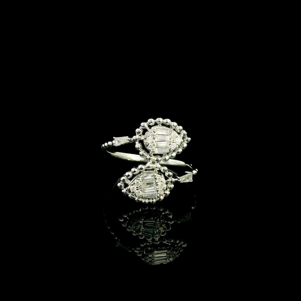 Diamond Open Bypass Ring in 18K White Gold