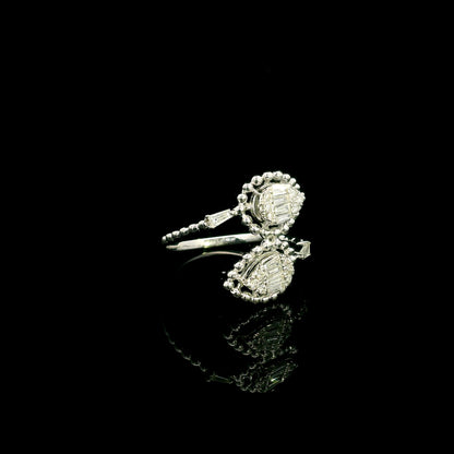 Diamond Open Bypass Ring in 18K White Gold