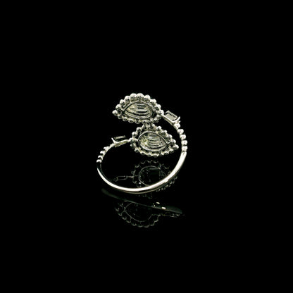 Diamond Open Bypass Ring in 18K White Gold