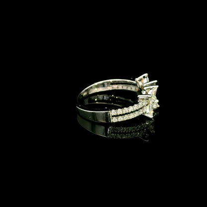 Marquise and Round Diamond Open Ring in 18K White Gold