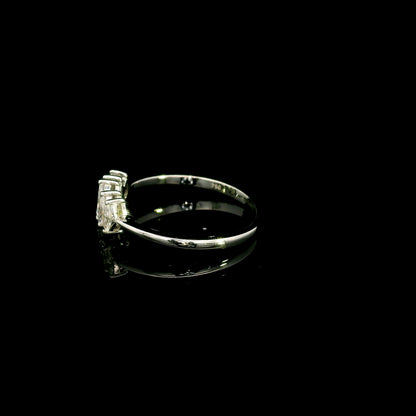 18K white gold five stone marquise diamond ring with five marquise cut diamonds set across the finger