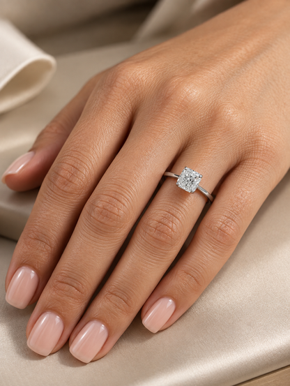 Radiant Cut Diamond Engagement Ring – GIA Certified, 18K White Gold