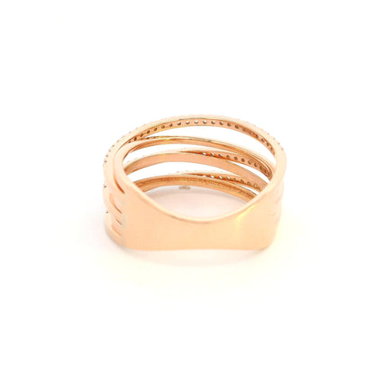 Diamond crossover wrap ring in 18K rose gold with multi-row diamond design
