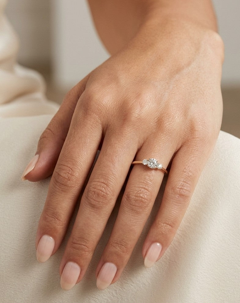 Three Stone Diamond Ring in 18K Yellow Gold