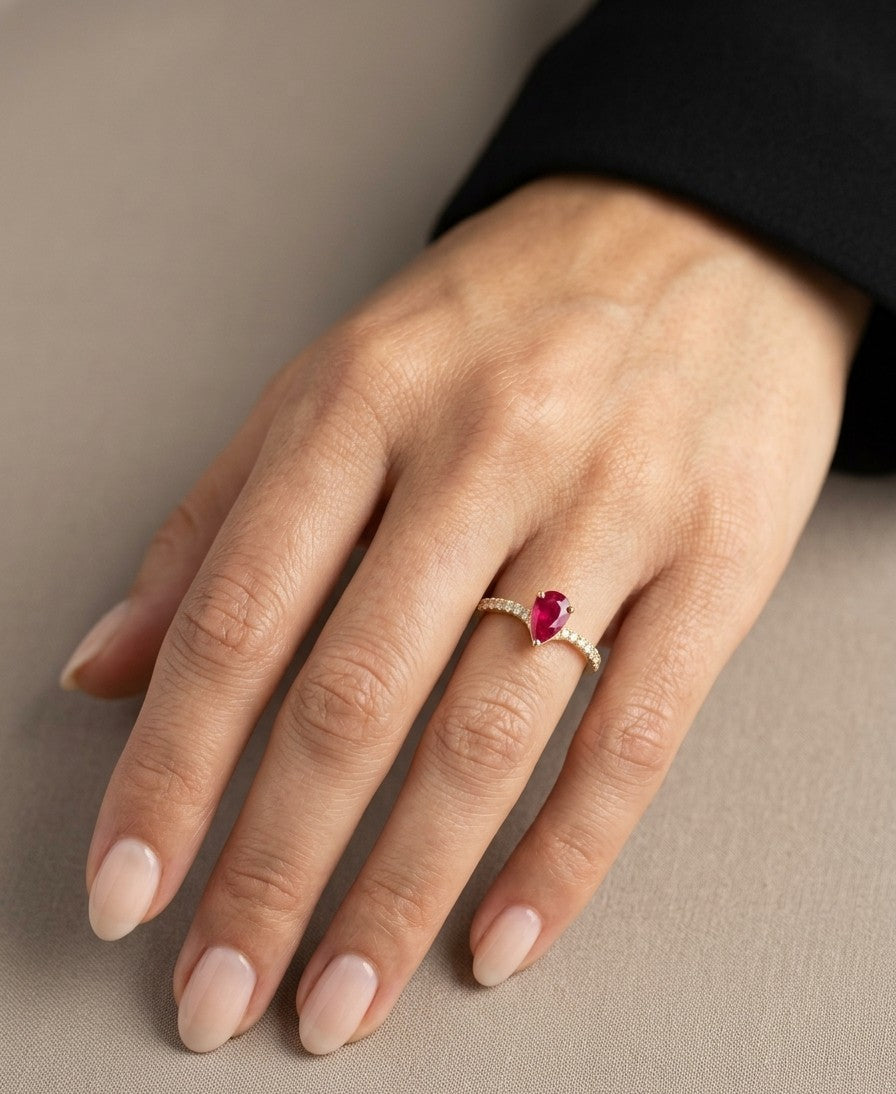 Ruby and Diamond Ring in 18K Yellow Gold