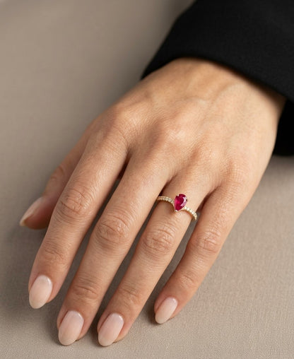 Ruby and Diamond Ring in 18K Yellow Gold