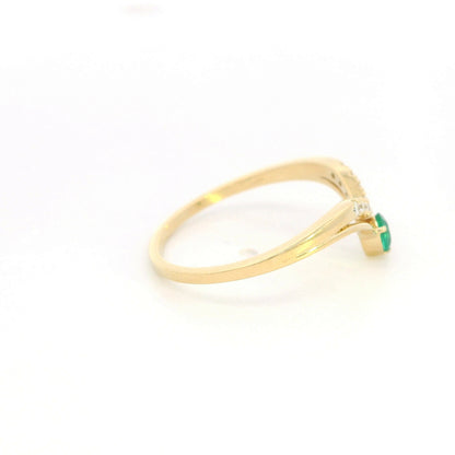 Emerald and Diamond Ring in 18K Yellow Gold